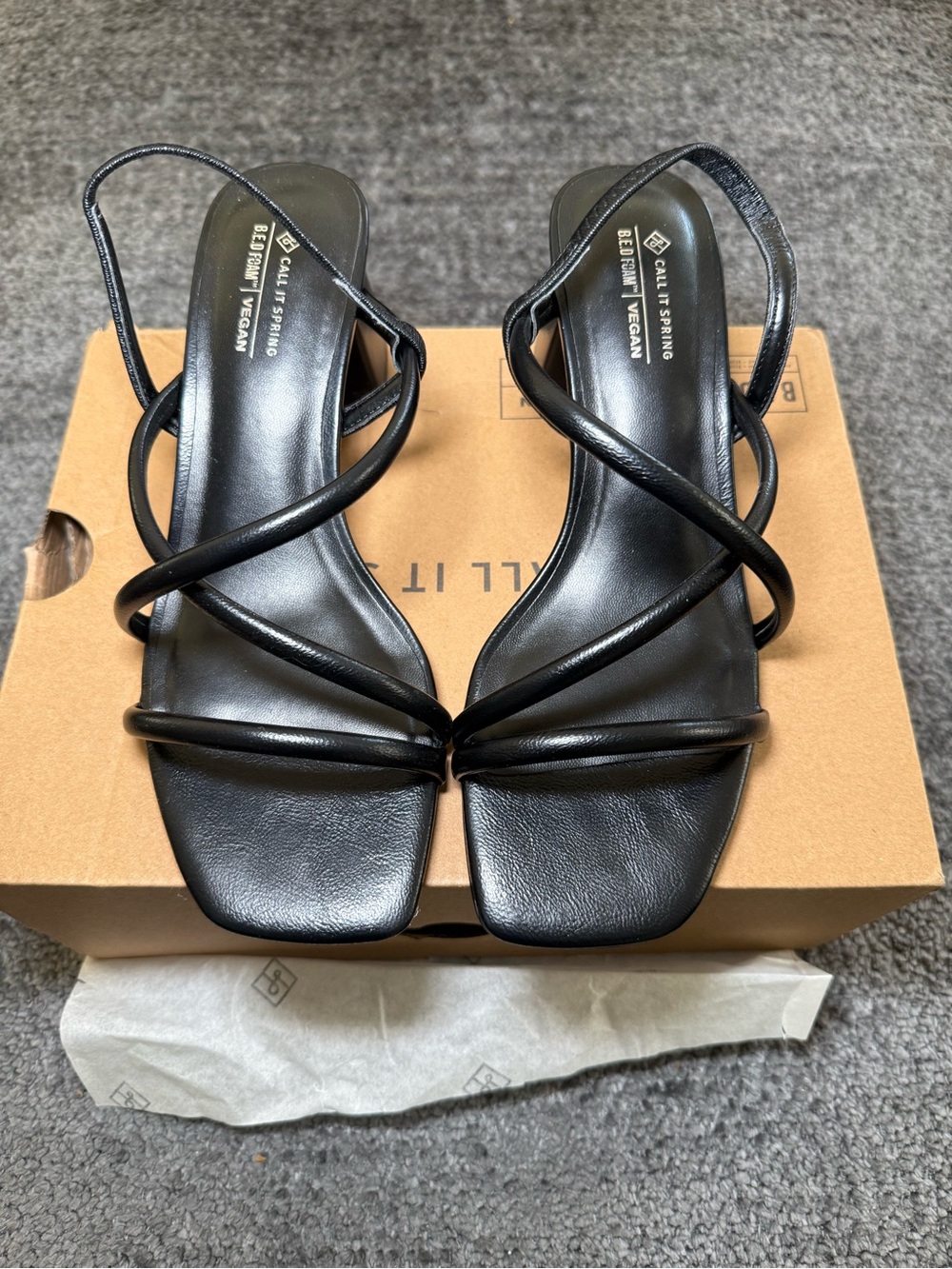 Call It Spring Black Strappy Square-Toe Heels